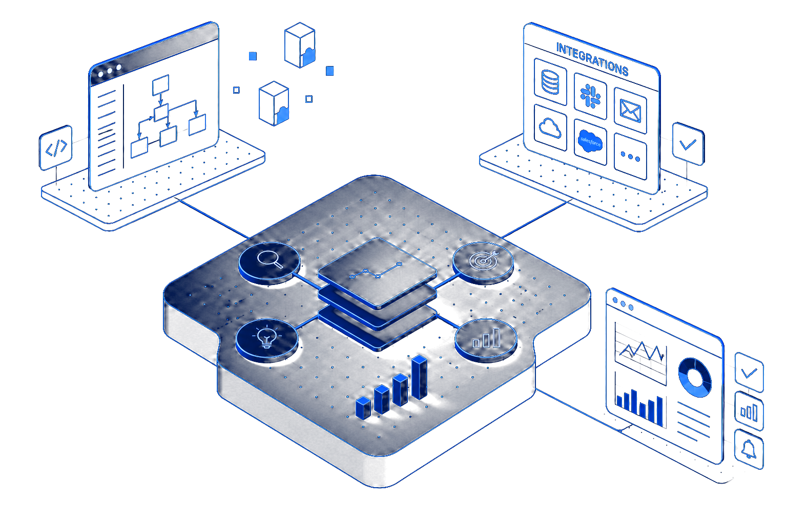 AI strategy and implementation network illustration